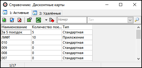 Внешний вид окна справочника. Набор данных может отличаться.