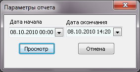 Форма ввода параметров отчета перед его выводом.