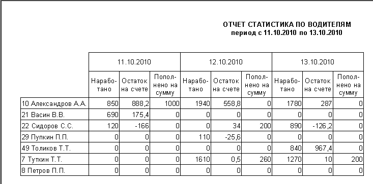 Внешний вид отчета.