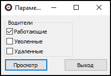 Форма ввода параметров отчета перед его выводом.